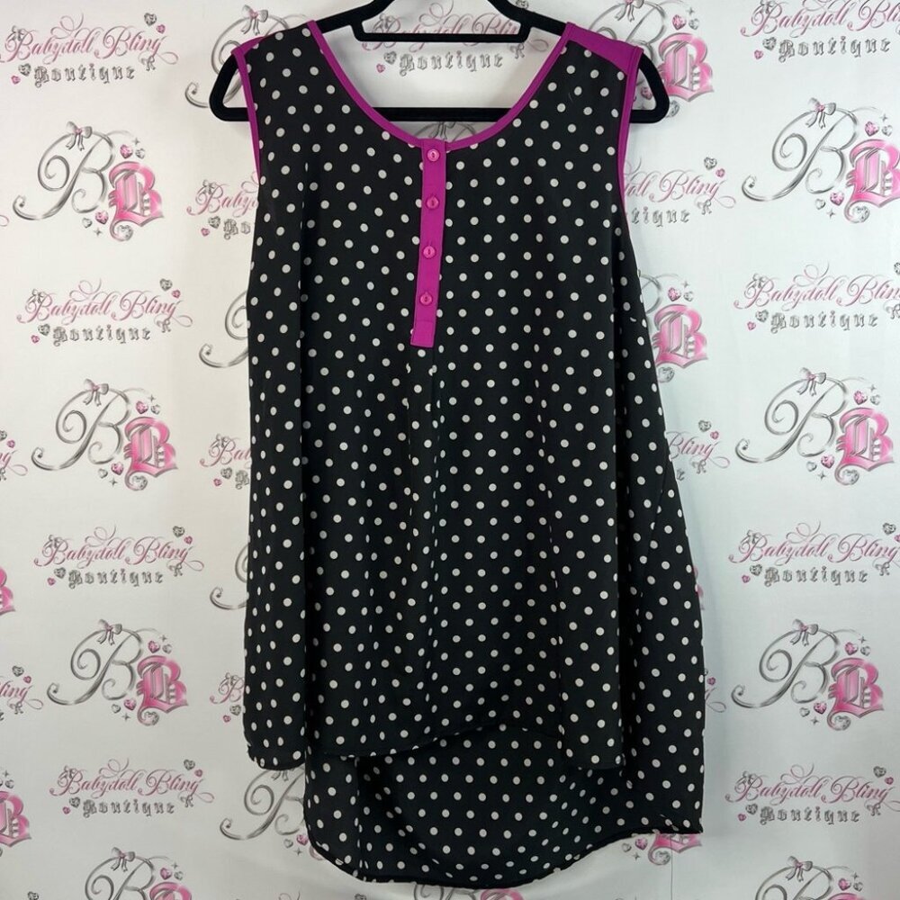 Bobeau tank top dotted Polka Dot Sleeveless Top with Pink purple Accents